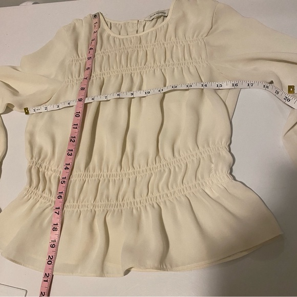 CLUB MONACO Women's Off White Long Ruffle Sleeve Blouse Cottagecore Size XS - Picture 12 of 12